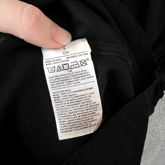 Old Navy Smocked Mini Dress Womens S Black Puff Sleeve Puplum Milkmaid - Picture 5 of 10